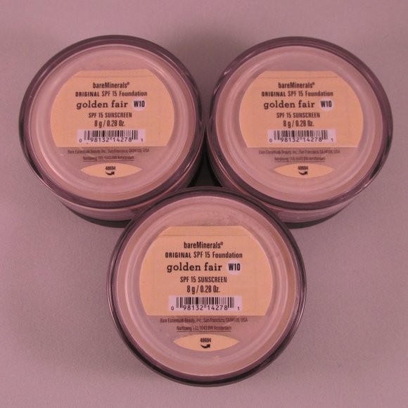 #NWT bareMinerals SPF15 Original Foundation Golden Fair W10 8g/0.28oz - Lot of 3 - Picture 1 of 2